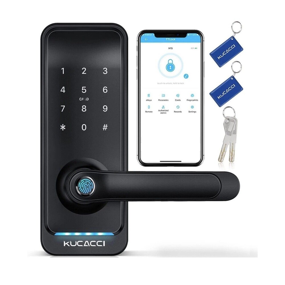 NEW Kucacci Smart App Control Finger Print Door Lock w Handle Keyless Entry H15